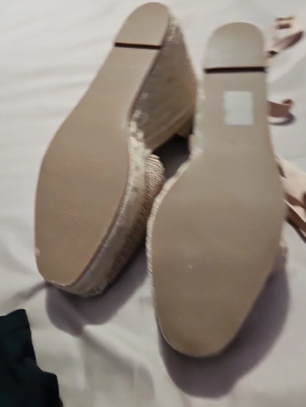 Women's Tan Cream Schuh Velma Espadrille Wedge Sandals with Ankle Wrap Size 7